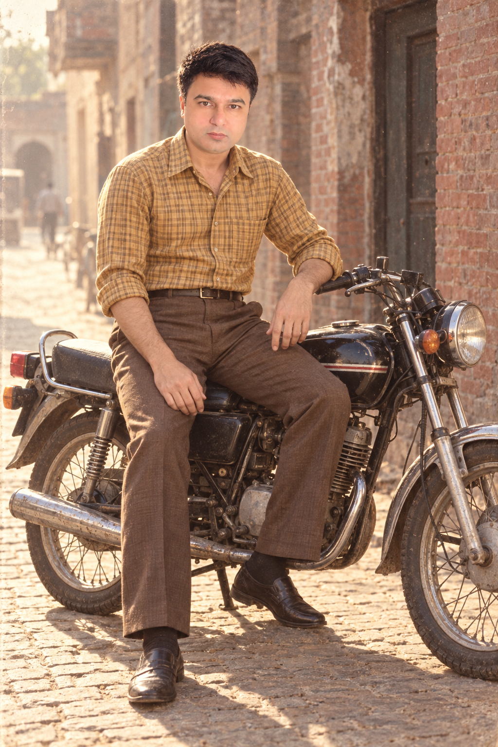 Old City Motorcycle — AI-generated example